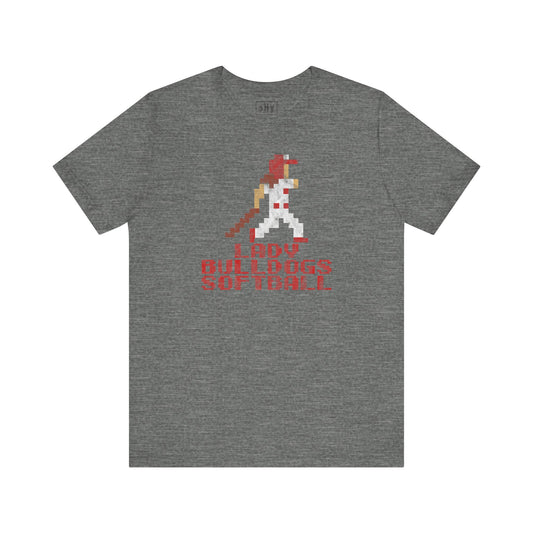 8 Bit Softball Lady Bulldog Tee