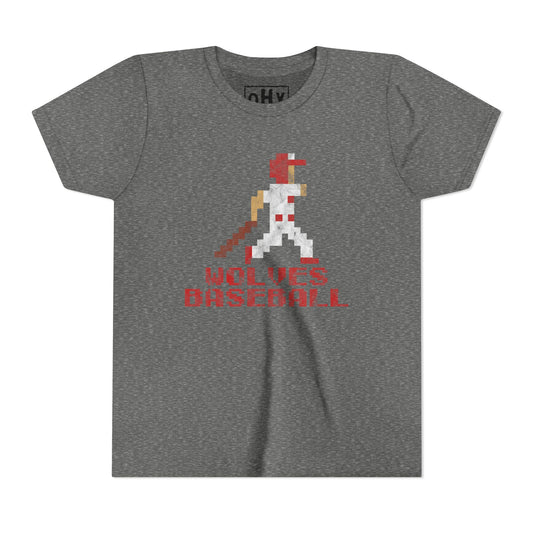 8 Bit Wolves Baseball Youth Bella Tee